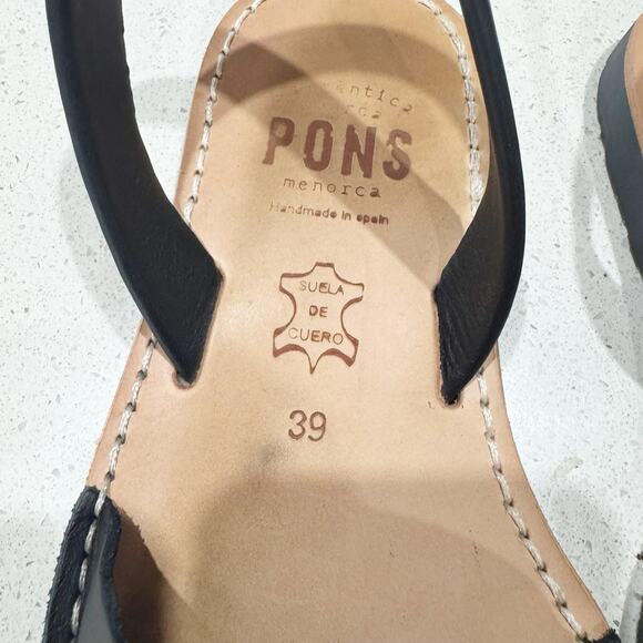 Pons Avarcas Classic Style black leather sandals Size 39/8.5 - Picture 5 of 7
